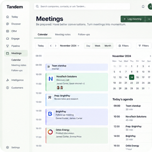 Tandem Meetings calendar view